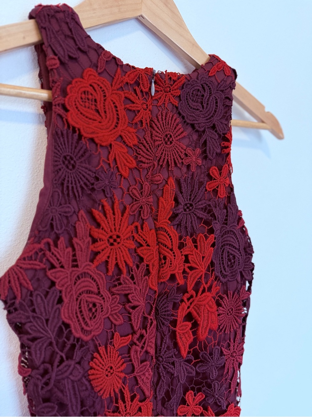 Alexia Admor Red Floral Lace Midi Dress XS Elegant Cocktail Wedding Guest - Picture 7 of 10